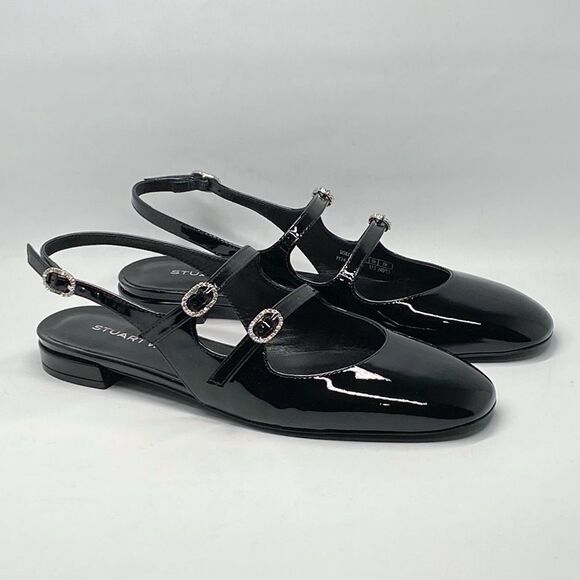 Stuart Weitzman embellished Patent Leather Slingback Flats size 7 - Picture 1 of 12
